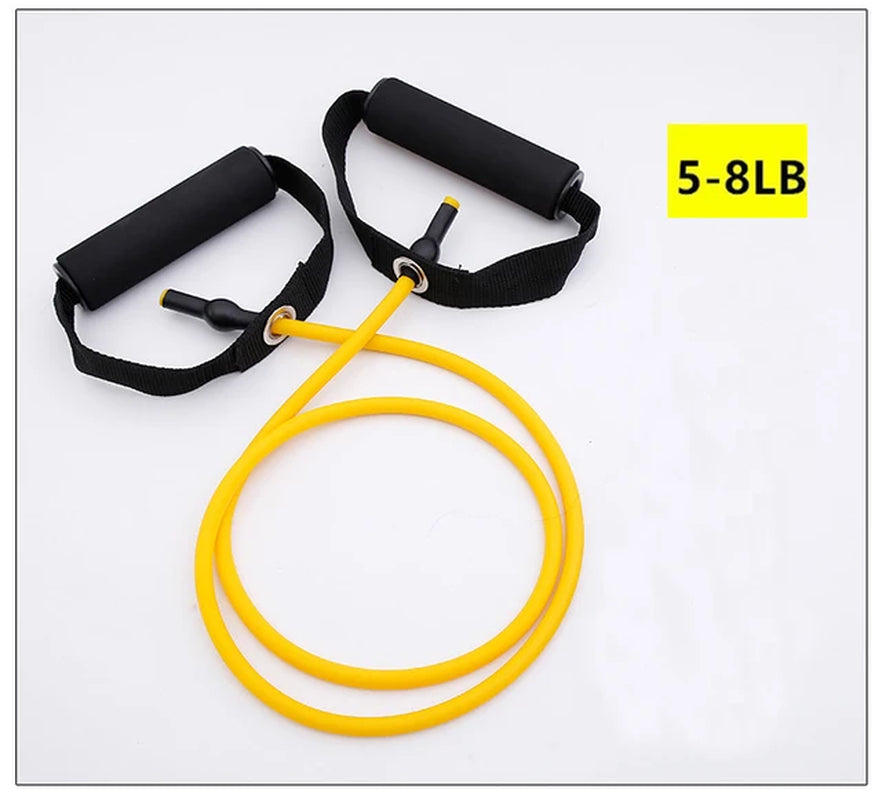 5-Level Resistance Band, with Crank Yoga Pull Rope Fitness Exercise Tube Belt,Crossfit Exercise Strength Training at Home